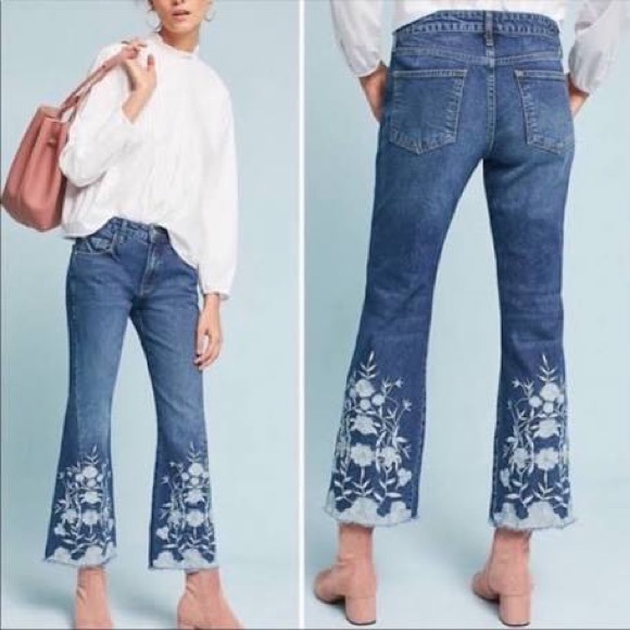Anthropologie embroidery hem jeans 30 - Picture 2 of 8